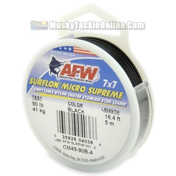 AFW 90# Surflon Micro Supreme, Nylon Coated 7x7 Stainless Leader - 16.4  feet - Musky Tackle Online