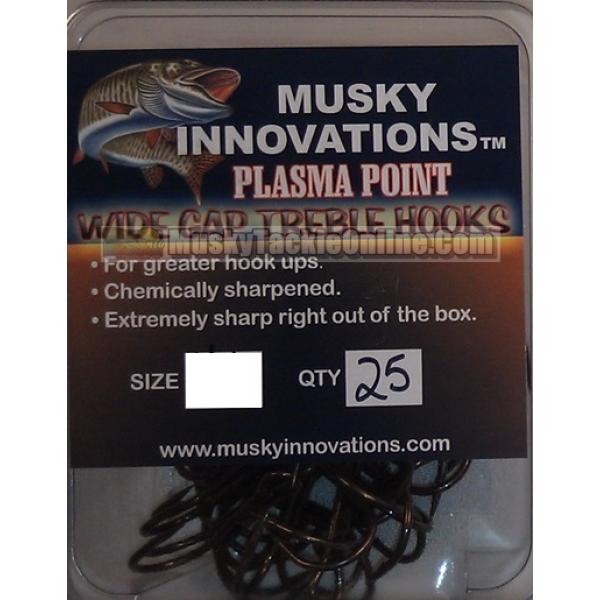 Musky Innovations Plasma Point Treble Hook - 4/0 - 25 pack - Musky Tackle  Online